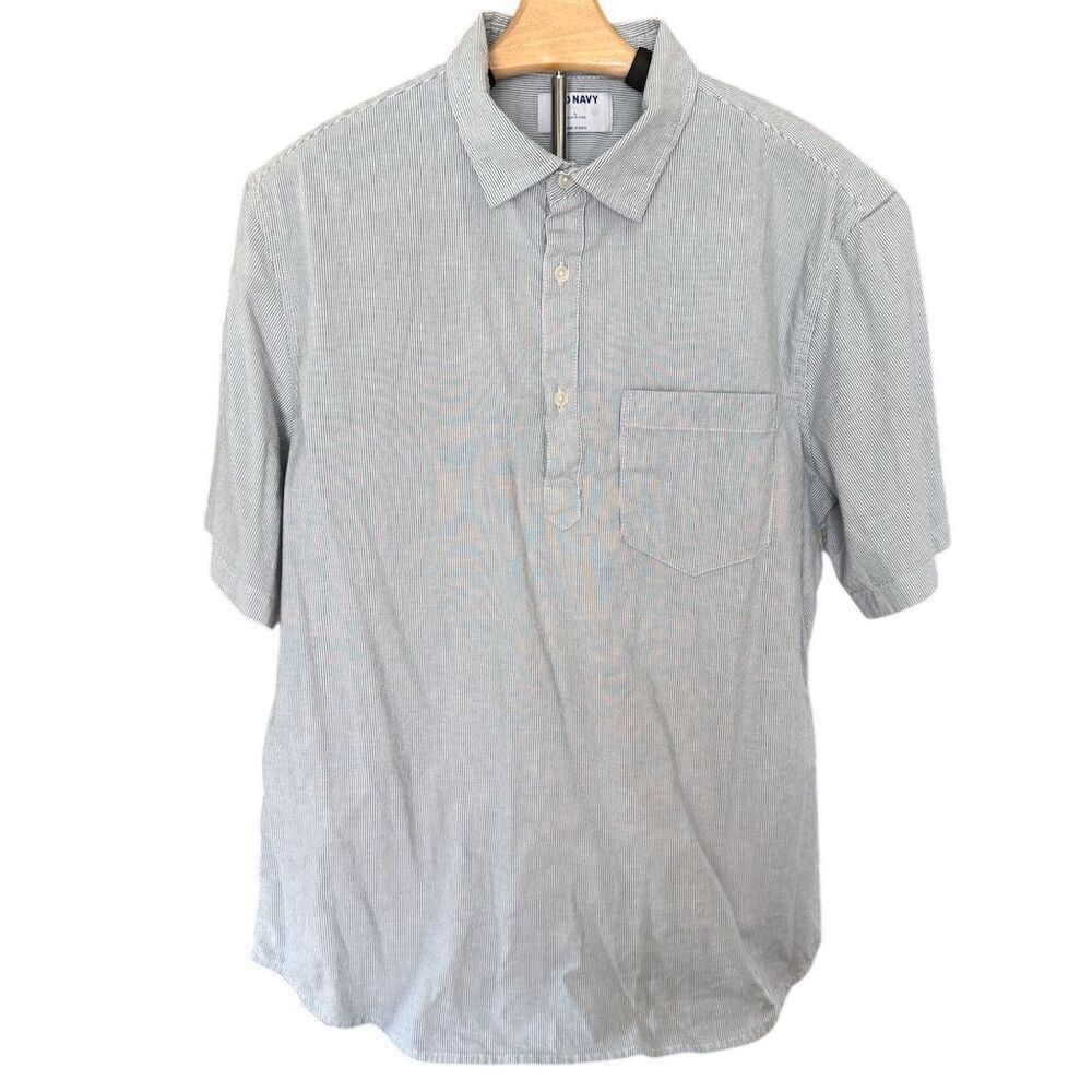 2 Old Navy Men's Henley Oxford Short Sleeve Shirt Size Large